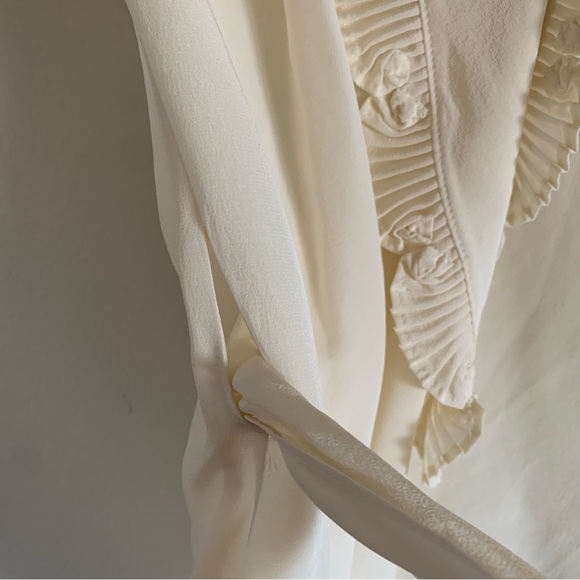 Etcetera Silk Ivory Cream V-Neck Wrap Blouse, 6 - Picture 7 of 14